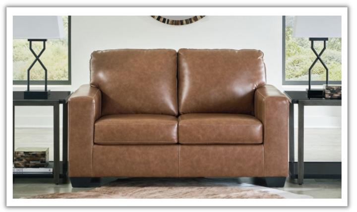 Bolsena 2-Seater Leather Loveseat in Brown
