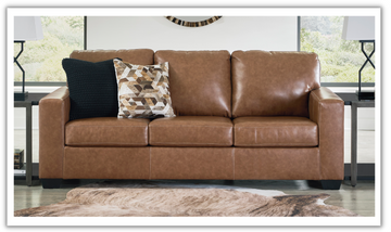 Bolsena 3-Seater Brown Leather Sofa Sleeper (Queen Size)-Jennifer