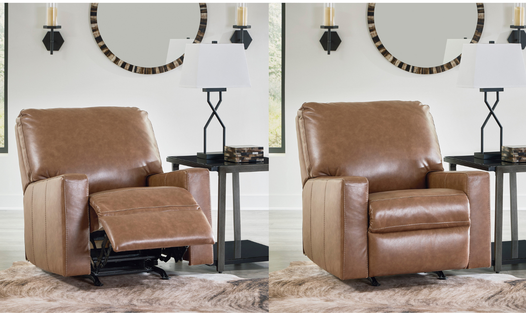 Bolsena Rocking Leather Recliner In Caramel