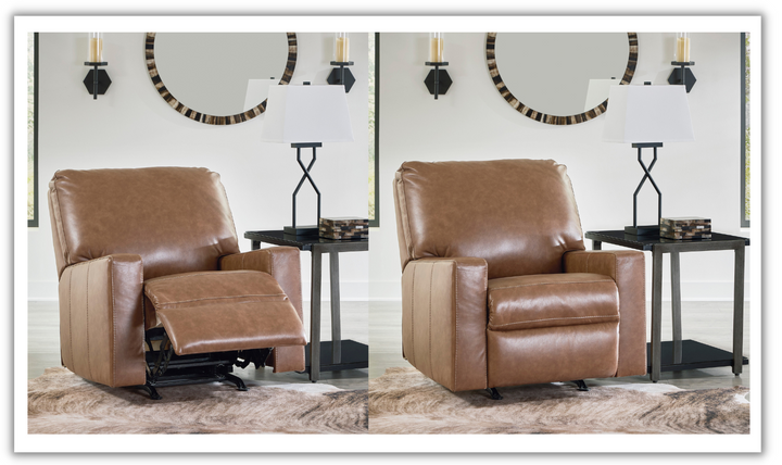 Bolsena Rocking Leather Recliner In Caramel