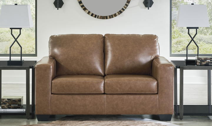 Modern Heritage Bolsena 2-Seater Leather Loveseat With Track Arms