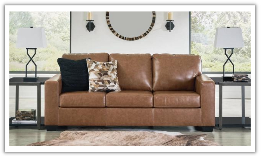 Bolsena 3-Seater Stationary Leather Sofa in Brown