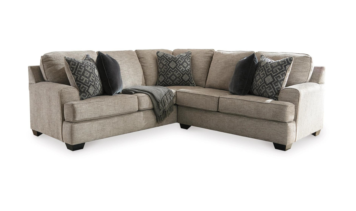 Bovarian Fabric Sectional With Soft Pillow In Stone