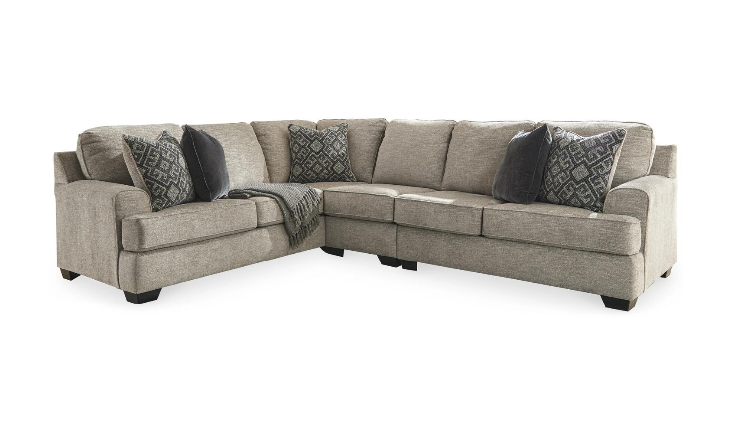 Bovarian Fabric Sectional With Soft Pillow In Stone