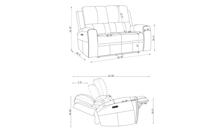 Modern Furniture Brickston Leather Zero Gravity Reclining Living Room Set
