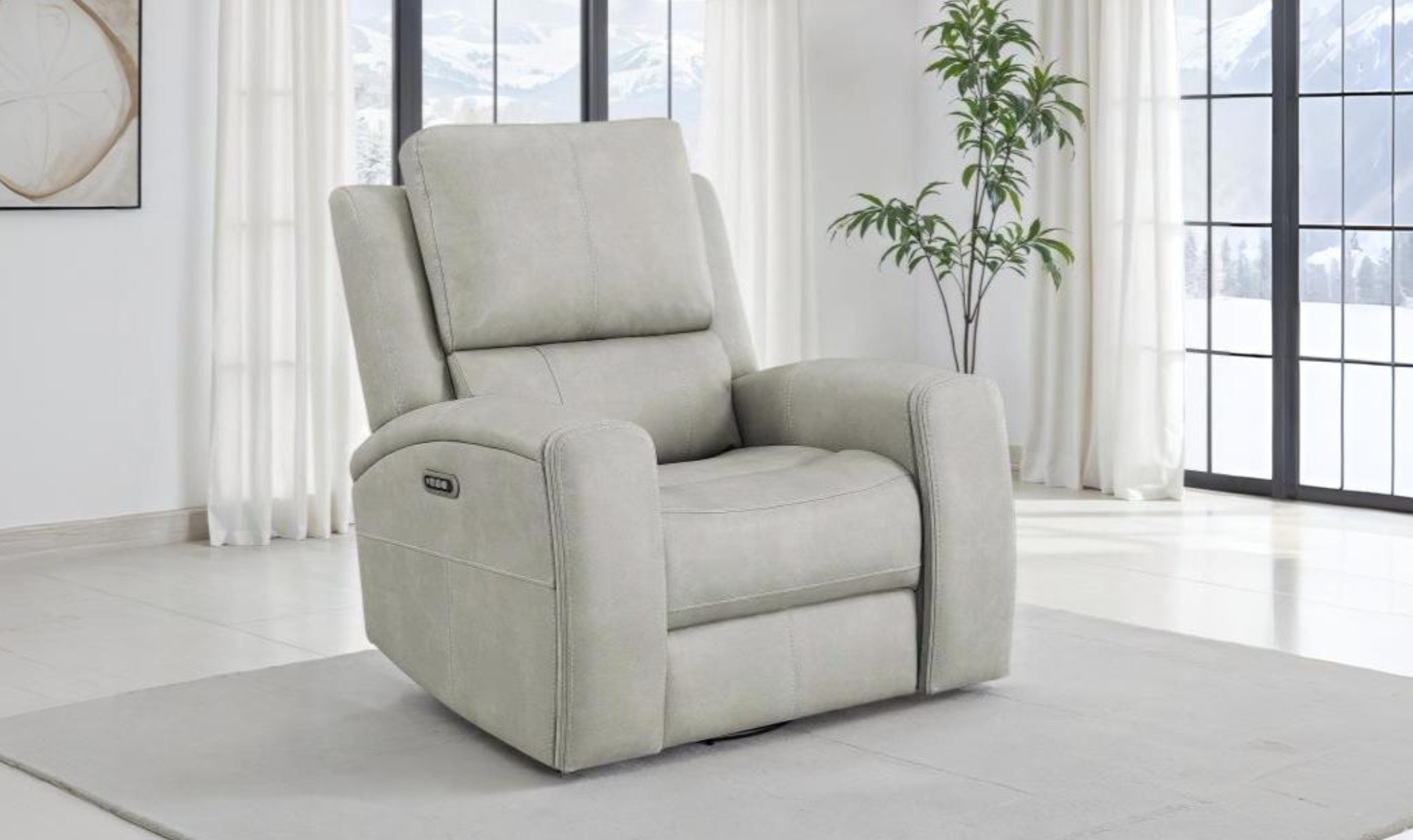 Modern Heritage Brickston Leather Swivel Glider Reclining Chair