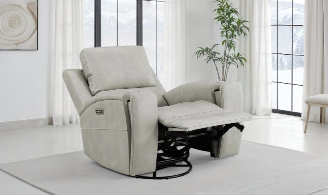 Modern Heritage Brickston Leather Swivel Glider Reclining Chair