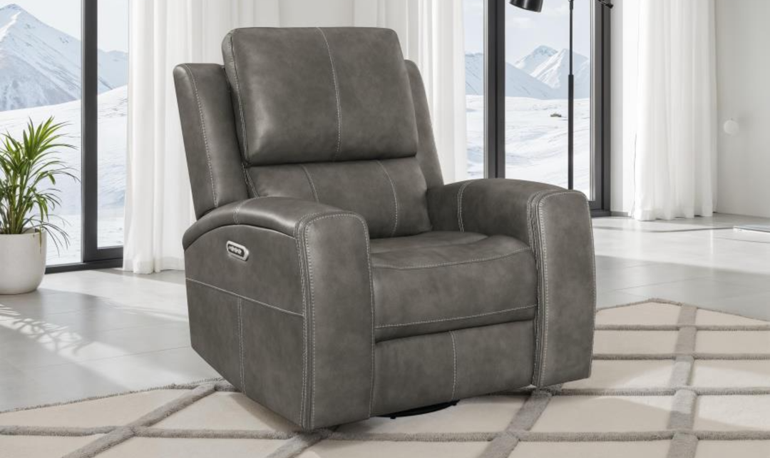 Modern Heritage Brickston Leather Swivel Glider Reclining Chair