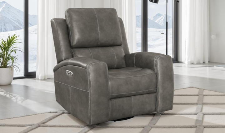 Modern Heritage Brickston Leather Swivel Glider Reclining Chair