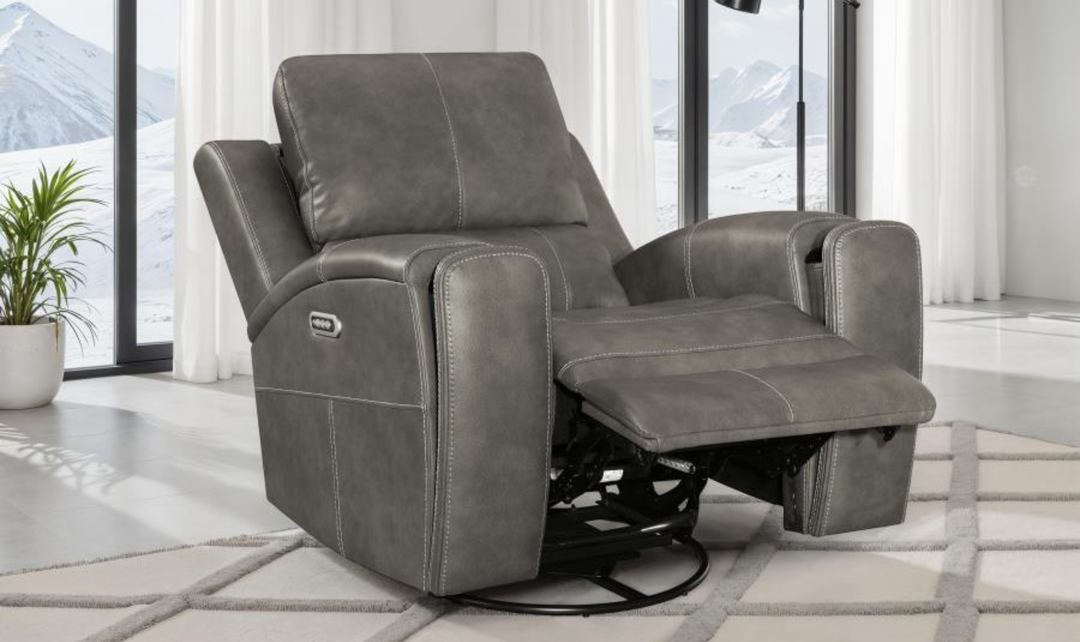 Modern Heritage Brickston Leather Swivel Glider Reclining Chair