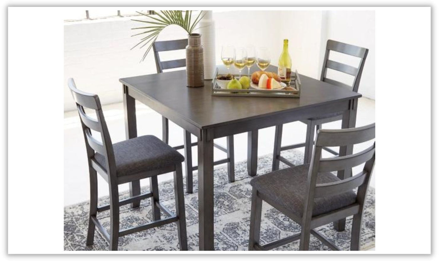 Bridson 5-Piece Wooden Counter Height Dining Set in Gray