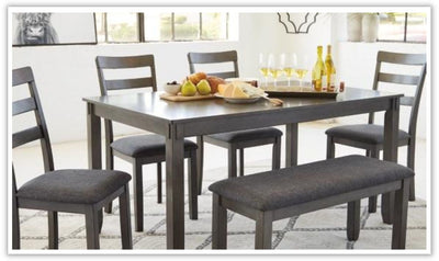 Bridson 6-Piece Wooden Dining Table Set in Gray