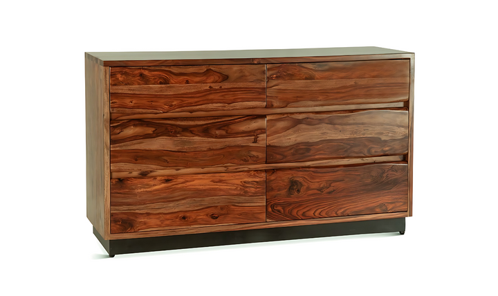 HTD Brisbane 6-Drawer Dresser in Natural Sheesham Wood Finish- Jennifer Furniture