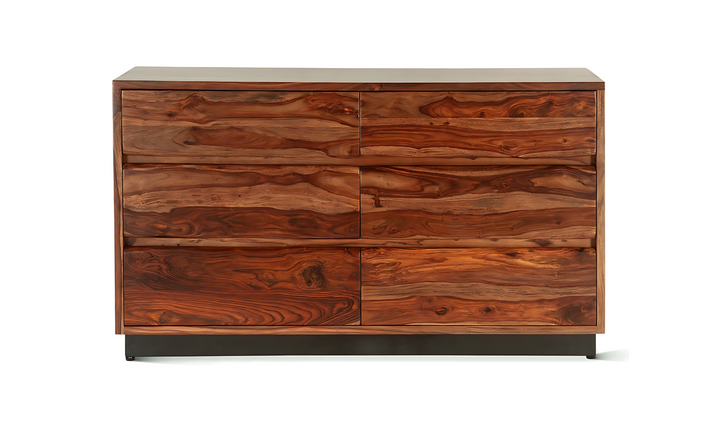 HTD Brisbane 6-Drawer Dresser in Natural Sheesham Wood Finish- Jennifer Furniture