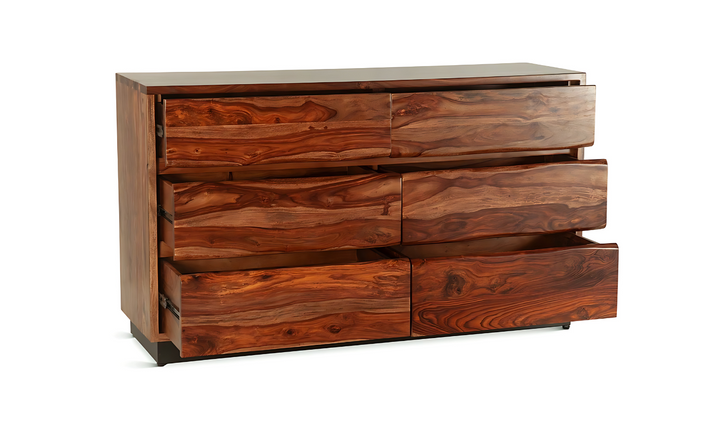 HTD Brisbane 6-Drawer Dresser in Natural Sheesham Wood Finish- Jennifer Furniture