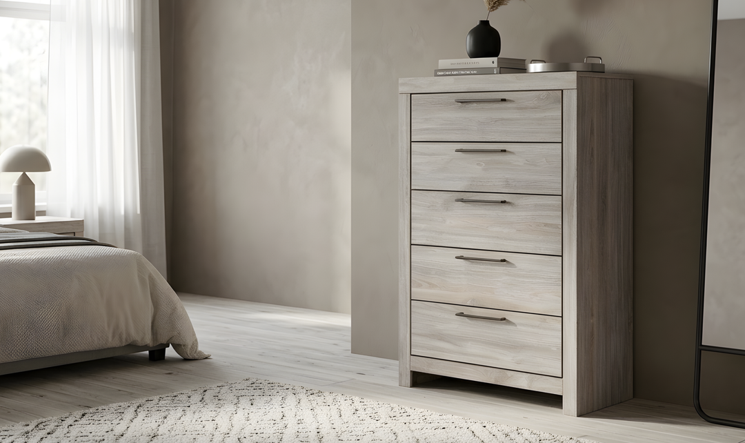 Modern Heritage Broachmyn Five Drawer Wooden Chest in Two-Tone Finish