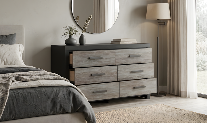 Modern Heritage Broachmyn Six Drawer Wooden Dresser in Two-tone Finish