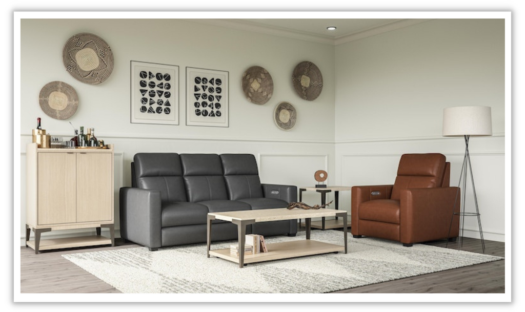Flexsteel Broadway 3-Seater Leather Power Reclining Sofa With