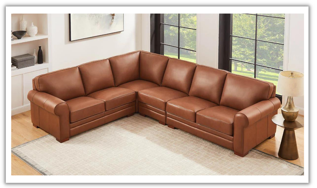 Brookfield 4 Pieces Leather Sectional Sofa