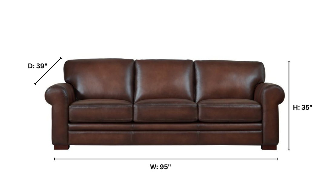 Hydeline Brookfield Leather Sofa With Rolled Arms