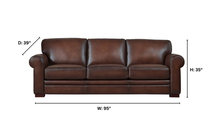 Hydeline Brookfield Leather Sofa With Rolled Arms