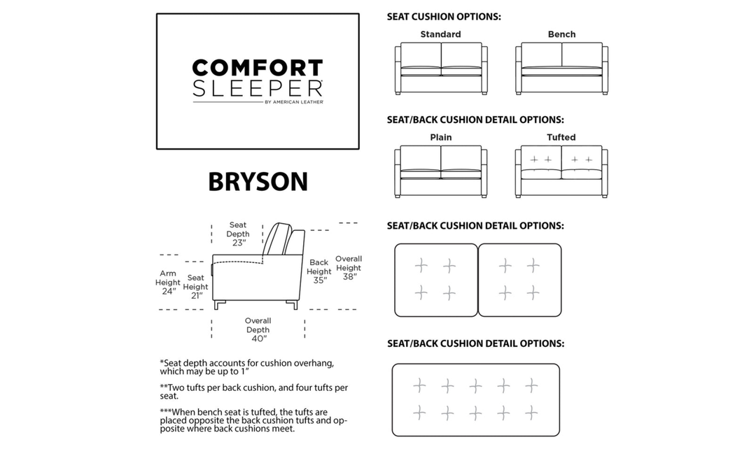 American Leather Bryson Comfort Sleeper With Track Arms-Jennifer Furniture