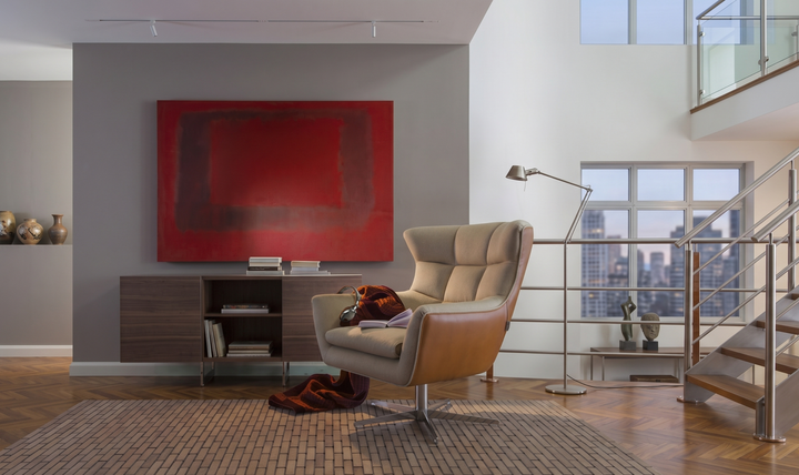 Calia Italia Jacob Italian Upholstered Armchair with Fixed or Swivel Base
