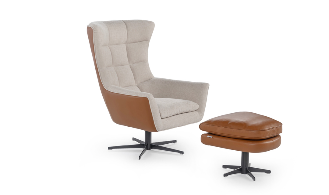 Calia Italia Jacob Italian Upholstered Armchair with Fixed or Swivel Base