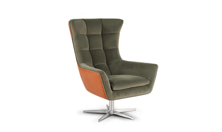 Calia Italia Jacob Italian Upholstered Armchair with Fixed or Swivel Base