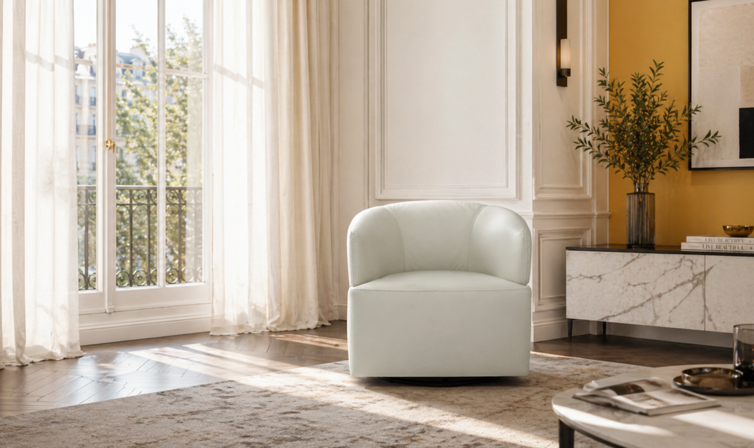 Calia Italia Pirouette Fabric Upholstered Swivel Accent Chair