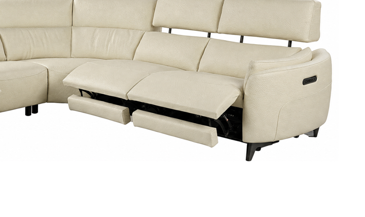 Calia Italia Placido Leather Triple Power Zero Gravity Reclining Sectional Sofa