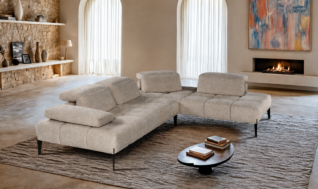 Calia Italia Skyline Modular Sectional Long Chaise With Adjustable Headrest - Jennifer Furniture