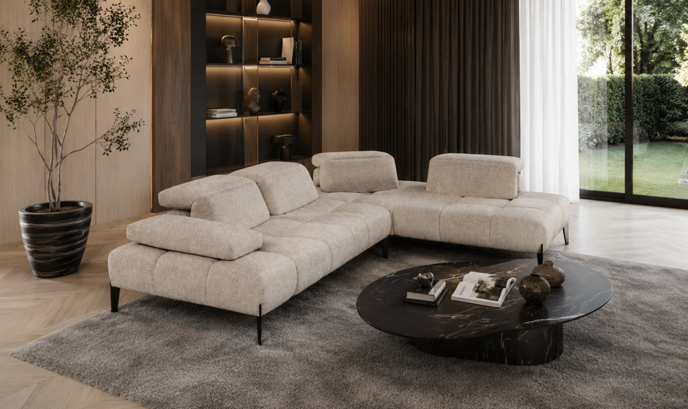 Calia Italia Skyline Modular Sectional Long Chaise With Adjustable Headrest