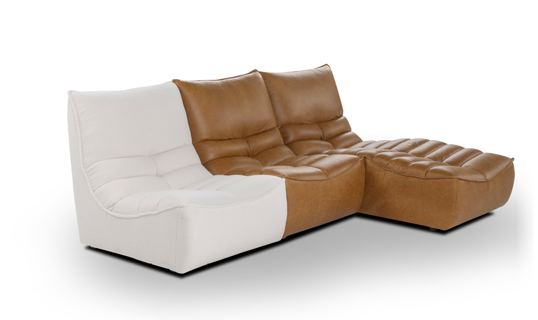 Calia Italia Zip Relax Leather Sectional Sofa With Chaise Lounge