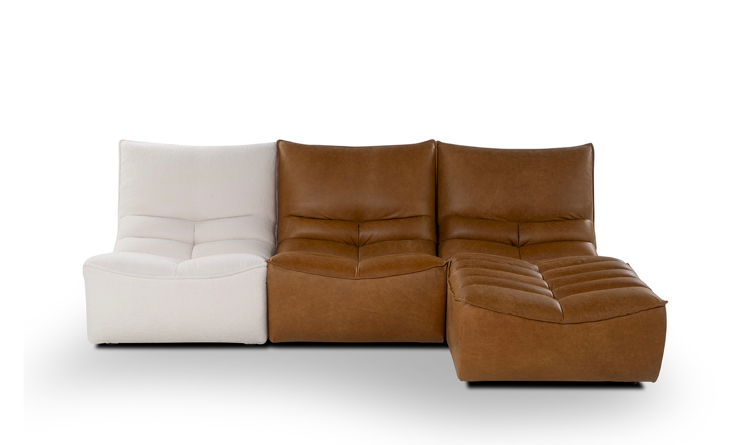 Calia Italia Zip Relax Leather Sectional Sofa With Chaise Lounge