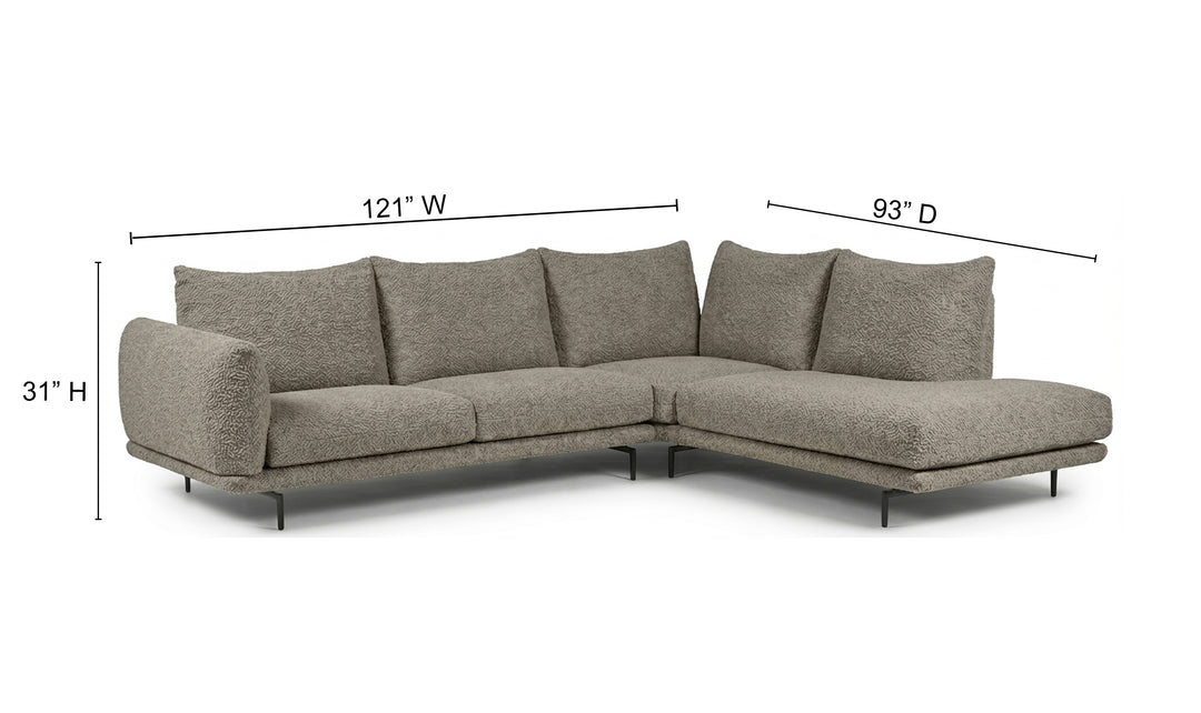 Calia Italia Dragees Fabric Modular Sectional Sofa with Lounge Chaise