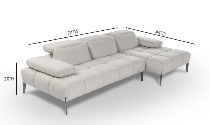 Calia Italia Skyline Modular Sectional Chaise With Adjustable Backrest & Armrests