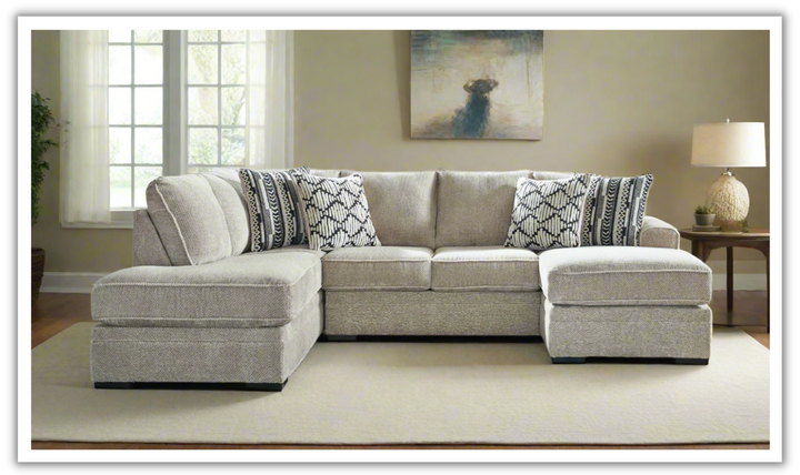 Calnita 2-Piece U-Shape Sectional with Chaise in Sisal