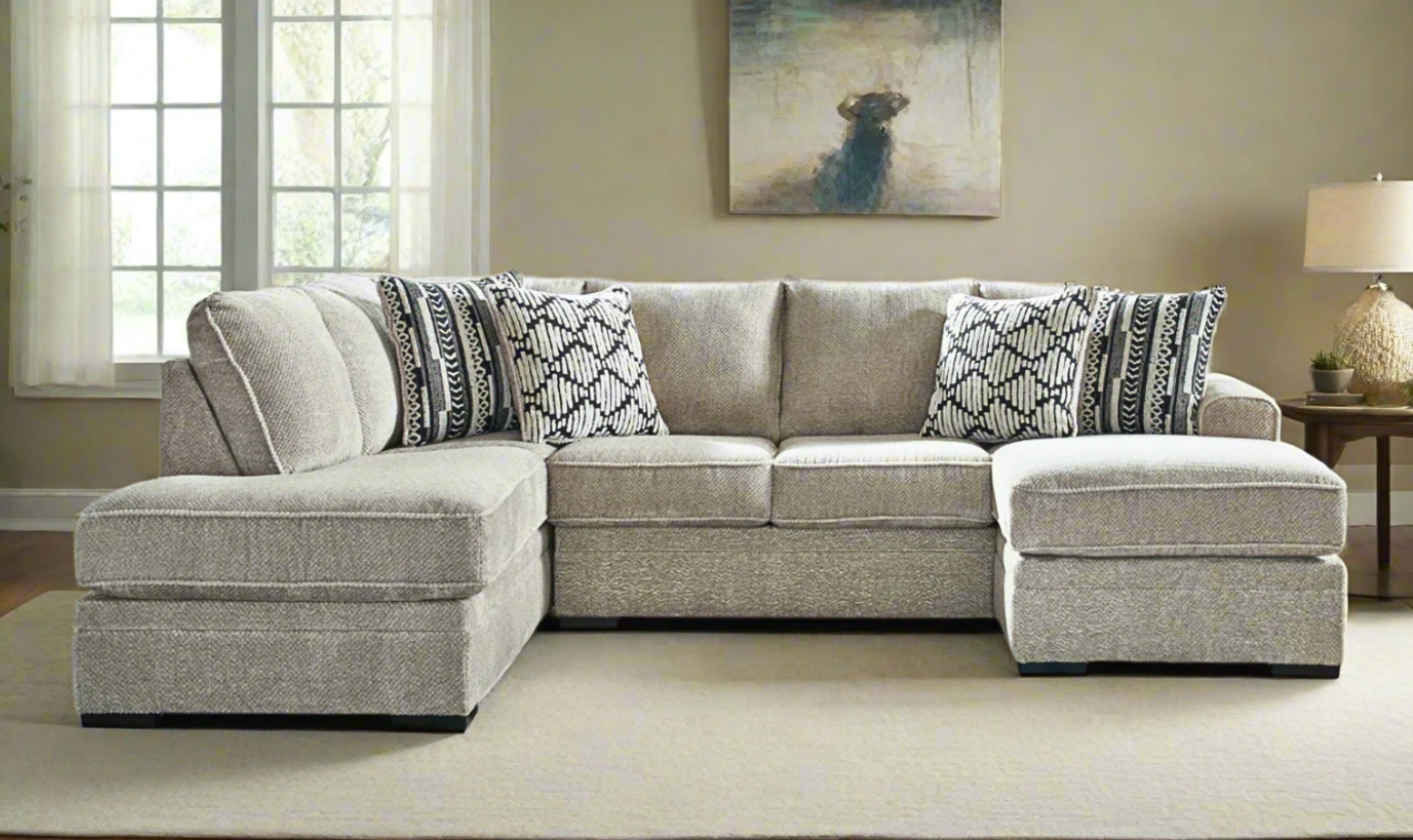 Modern Heritage Calnita 2-Piece U-Shape Sectional with Chaise in Sisal