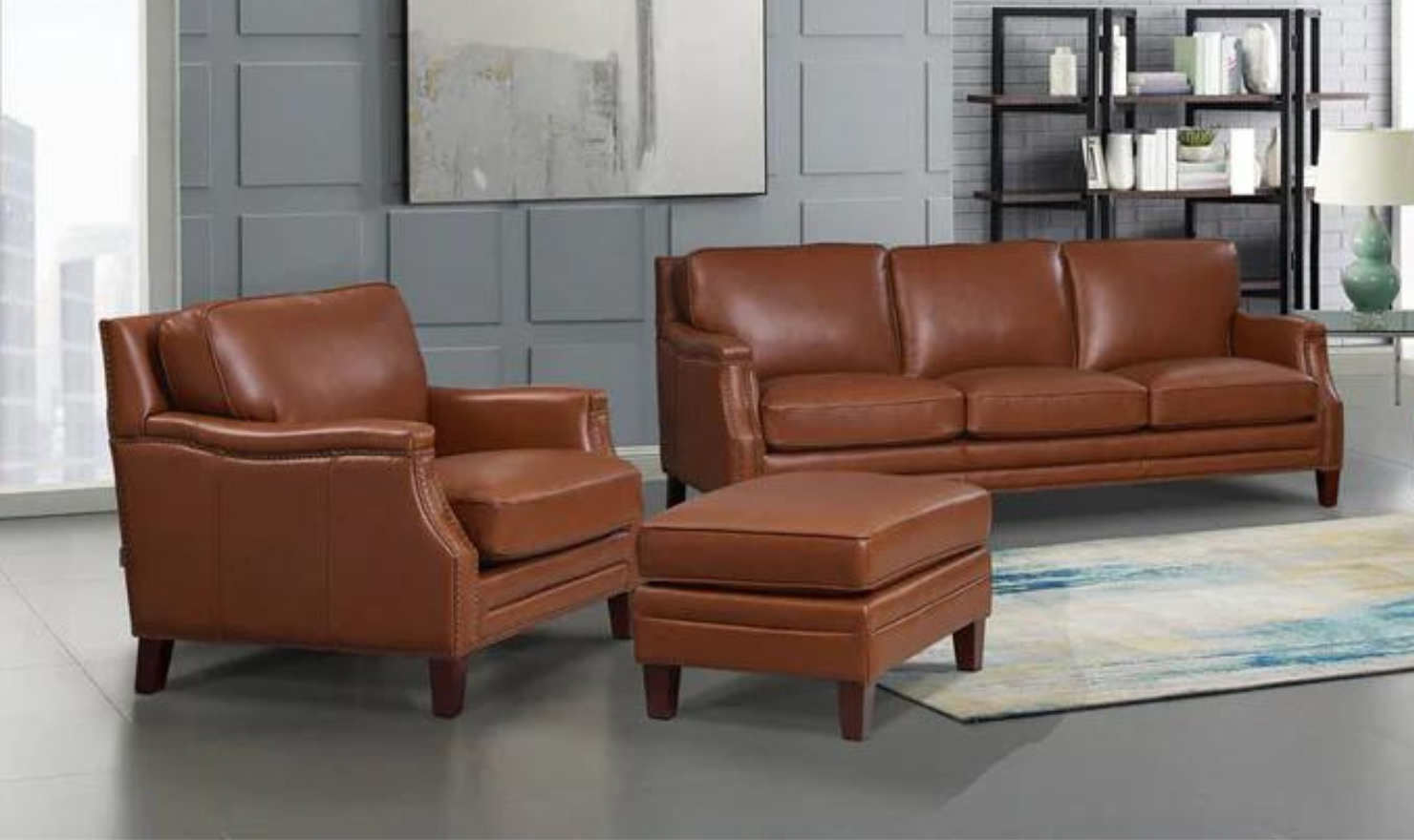 Hydeline Camano Leather Living Room Set 