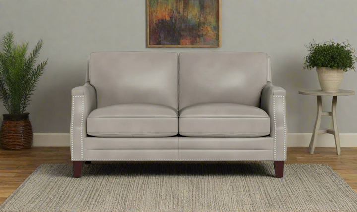 Hydeline Camano Leather Living Room Set with Nailhead Finish