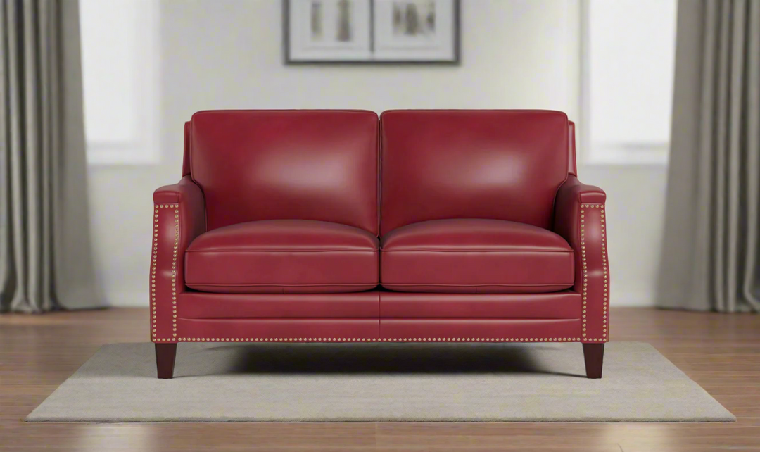 Hydeline Camano Leather Living Room Set with Nailhead Finish