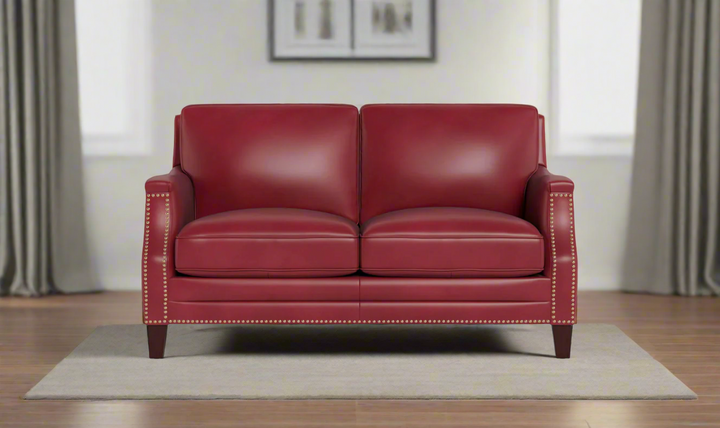 Hydeline Camano Leather Living Room Set with Nailhead Finish