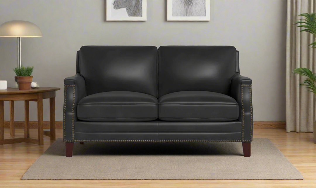 Hydeline Camano Leather Living Room Set with Nailhead Finish