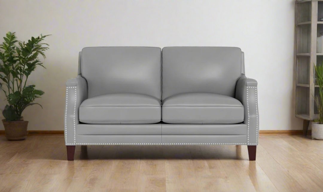 Hydeline Camano Leather Living Room Set with Nailhead Finish