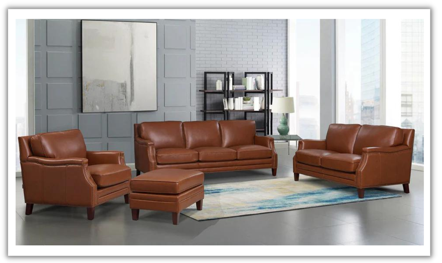 Hydeline Camano Leather Living Room Set 