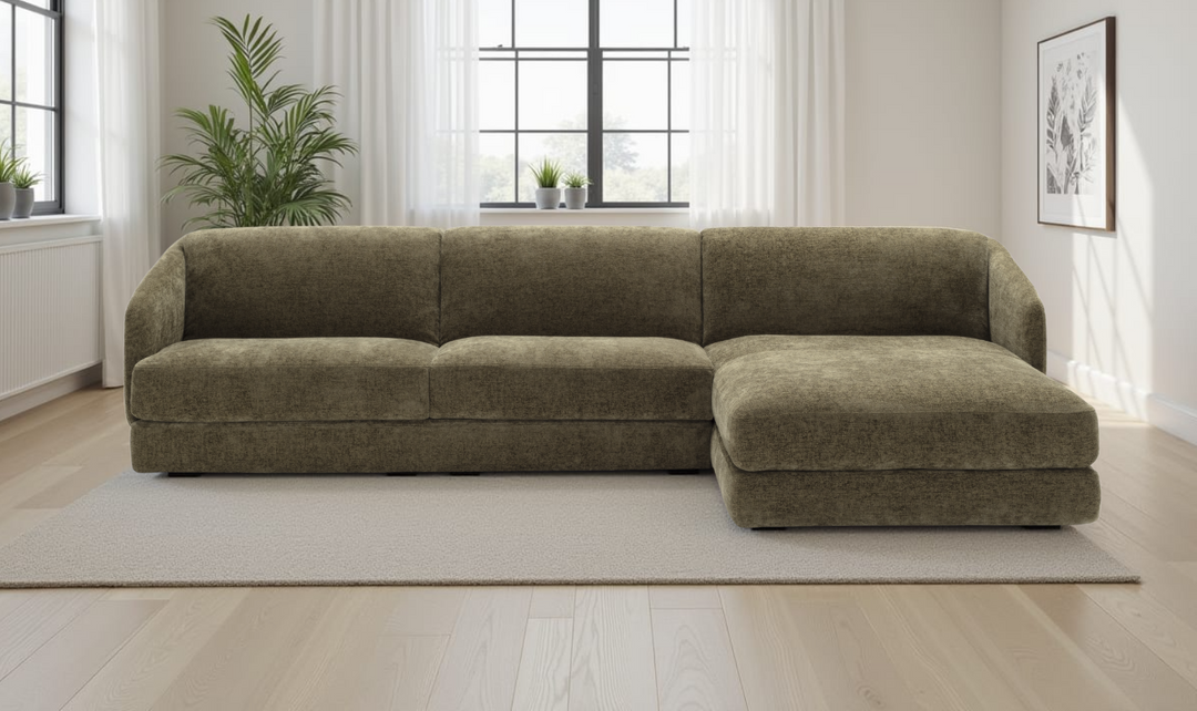 Cantico L-Shape Sleeper Sectional Sofa Chaise in Brown