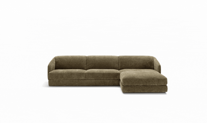 Cantico L-Shape Sleeper Sectional Sofa Chaise in Brown