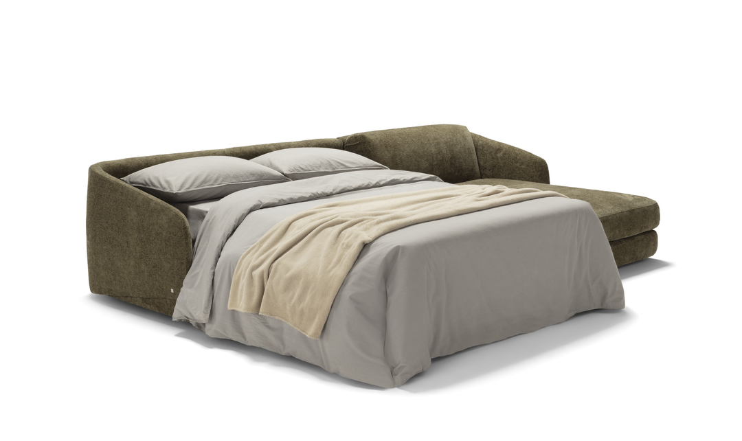Cantico L-Shape Sleeper Sectional Sofa Chaise in Brown-Jennifer Furniture