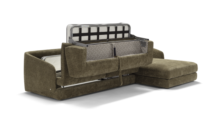 Cantico L-Shape Sleeper Sectional Sofa Chaise in Brown